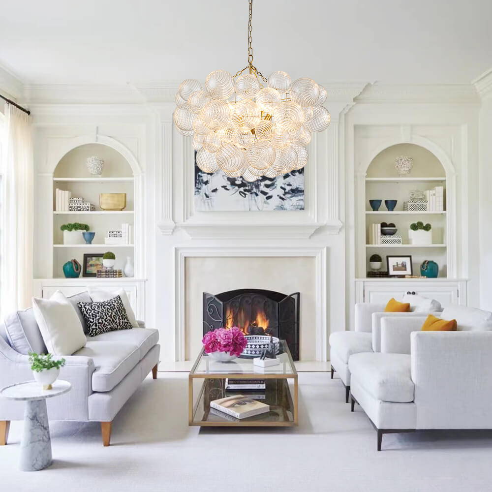 Pendant Light Glass Cluster Chandelier 60.0 cm Adjustable Brass Dining Room Living Room Modern Hanging Ceiling Lamp | Thomler