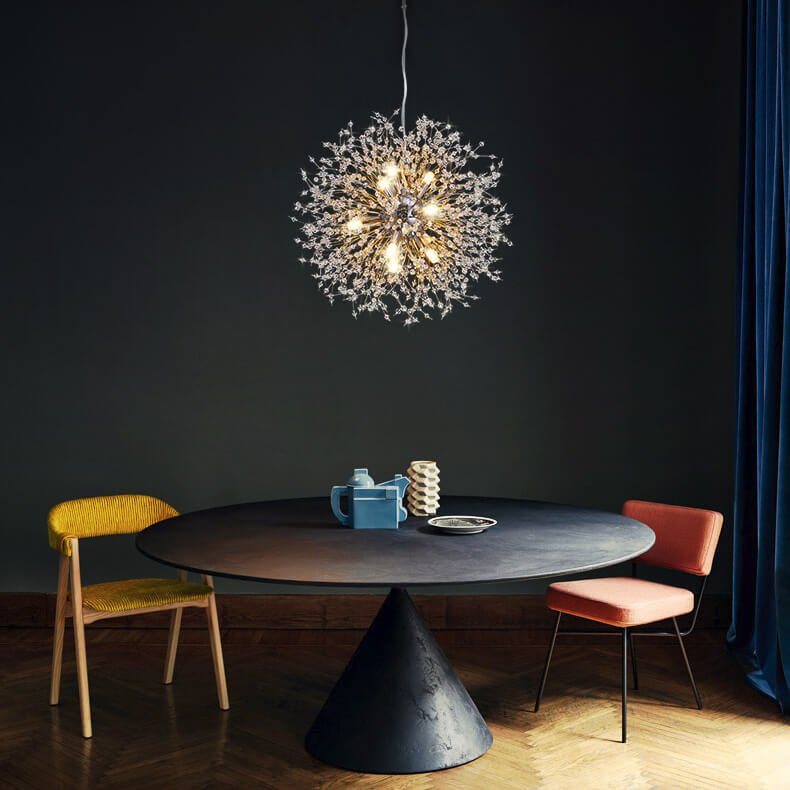 Pendant Chandelier Metal 60.0 cm Gold Dining Room Dandelion Ceiling Light Adjustable G9 Hanging Lamp Modern Sputnik Style | Thomler