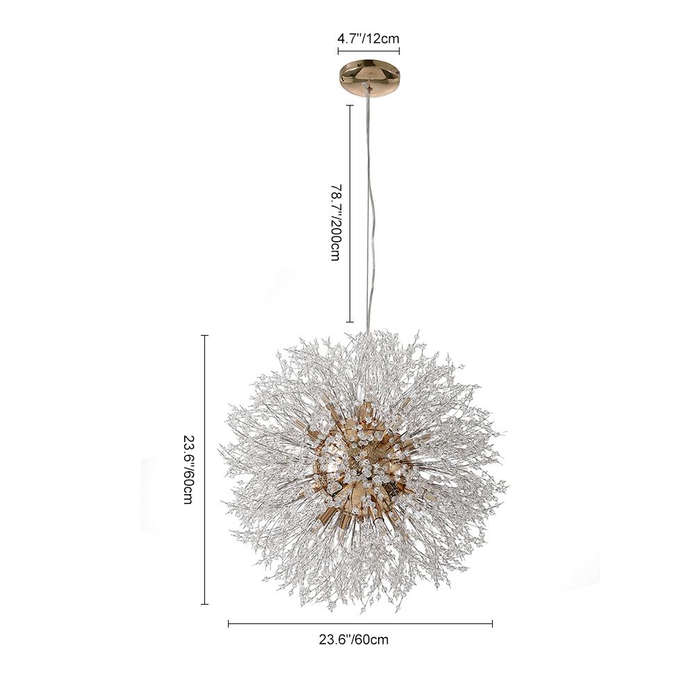 Pendant Chandelier Metal 60.0 cm Gold Dining Room Dandelion Ceiling Light Adjustable G9 Hanging Lamp Modern Sputnik Style | Thomler