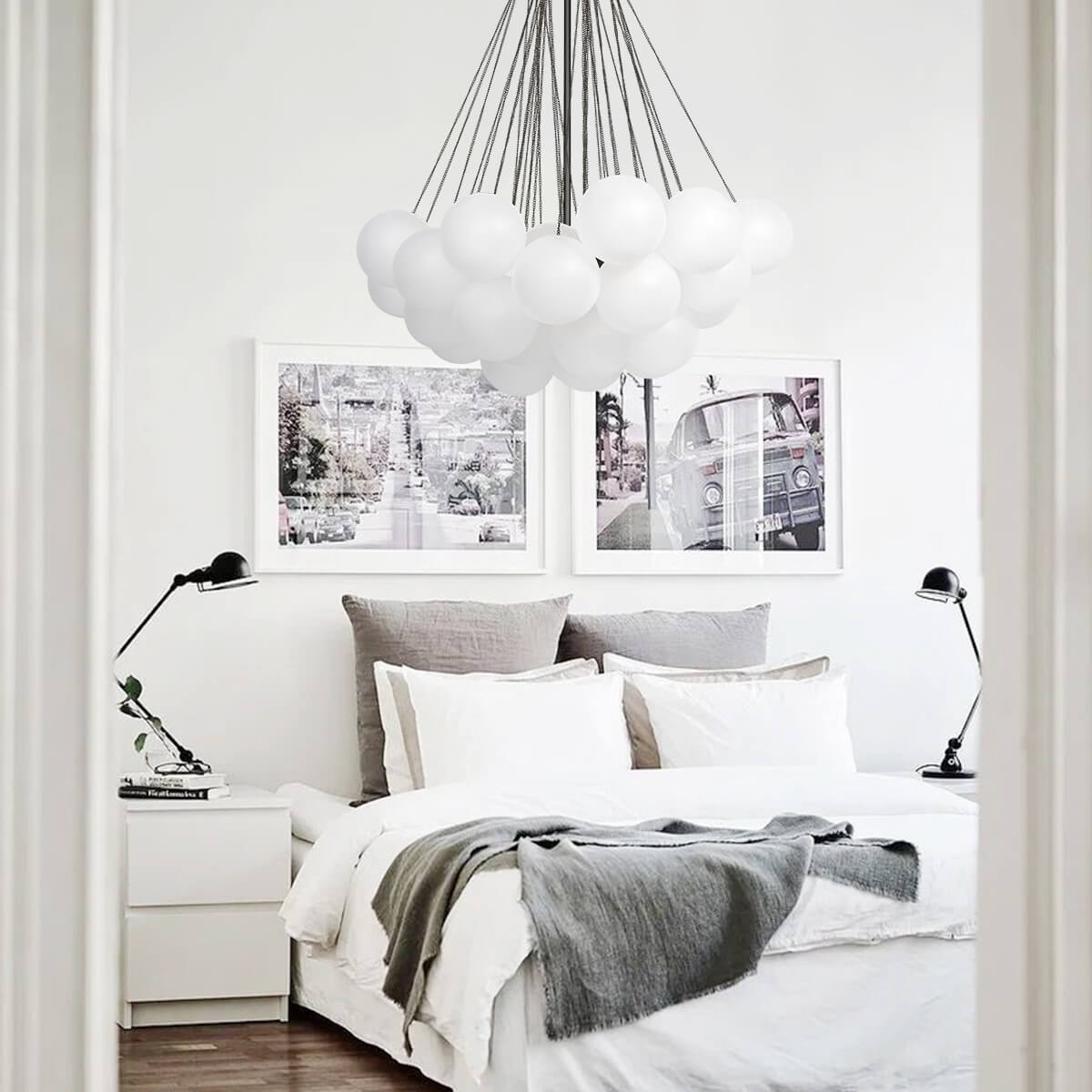 Pendant Light Glass Cluster 80.0 cm Adjustable Dining Room Ceiling Chandelier Modern Bubble Ceiling Lamp | Thomler
