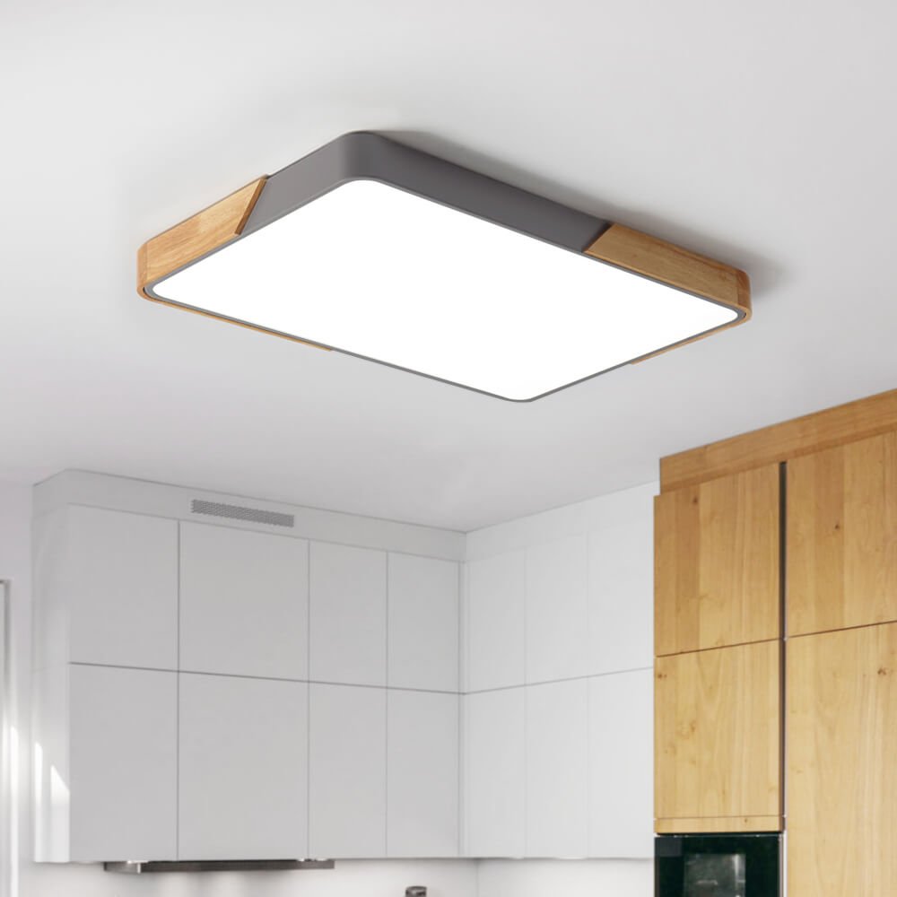 Flush-Mount LED Ceiling Light with Adjustable Brightness & Color Temperature – Modern Rectangular Fixture for Kitchen, Office, Bedroom & | Thomler