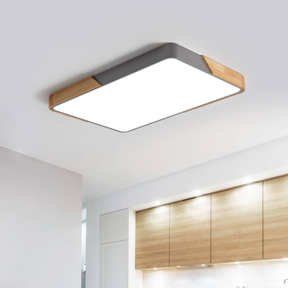 Flush-Mount LED Ceiling Light with Adjustable Brightness & Color Temperature – Modern Rectangular Fixture for Kitchen, Office, Bedroom & | Thomler