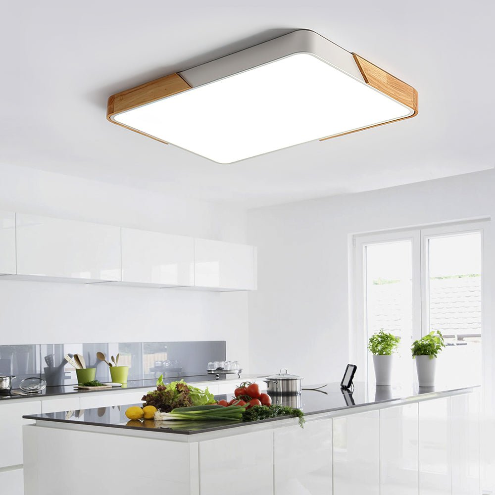 Flush-Mount LED Ceiling Light with Adjustable Brightness & Color Temperature – Modern Rectangular Fixture for Kitchen, Office, Bedroom & | Thomler