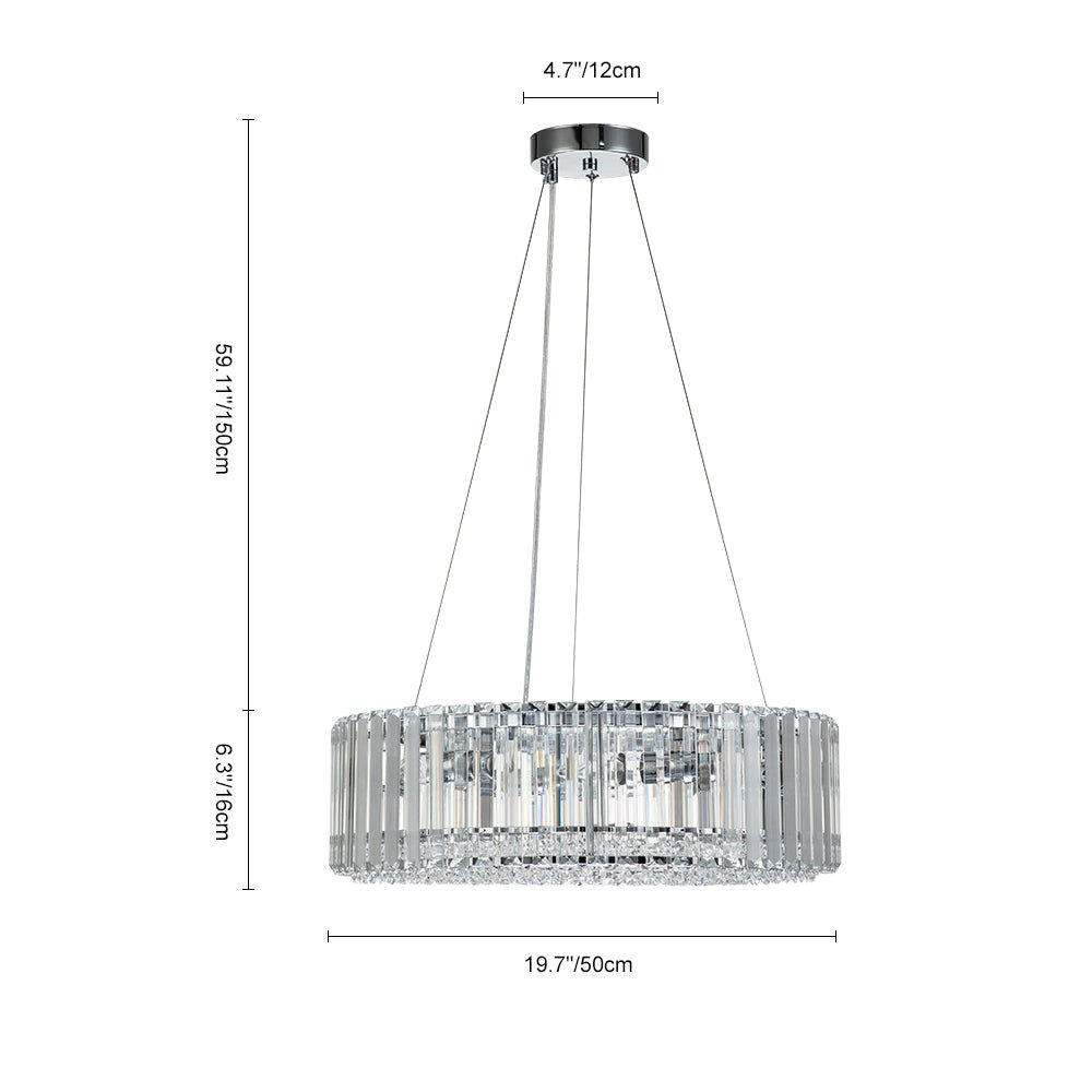Kristallen Kroonluchter 6-Lichts Chroom Modern Rond 50cm Eetkamer Woonkamer | Sansoti
