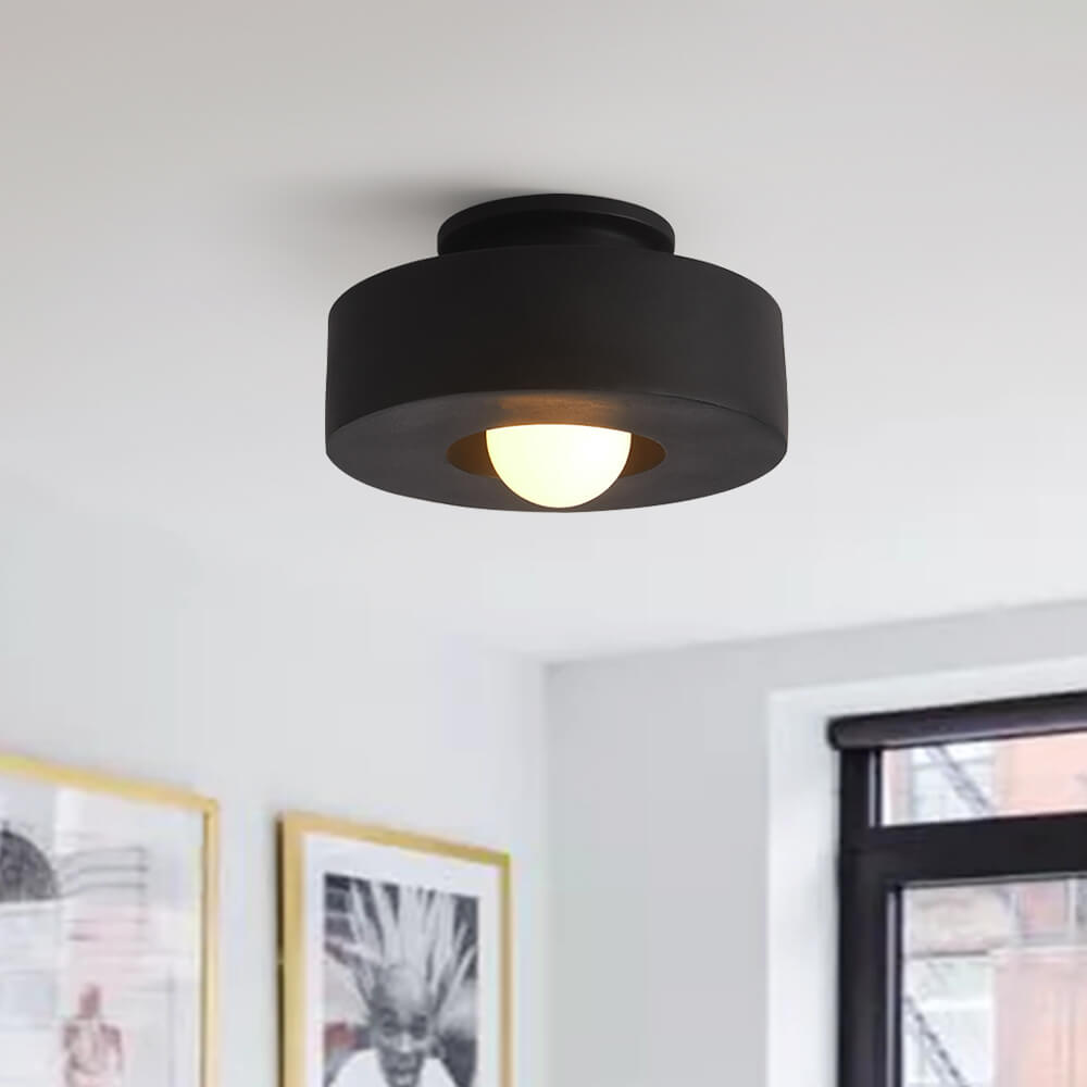 Ceiling Lamp Resin Cylinder 30.0 cm Red Green Black Living Room Bedroom Dimmable Flush Mount Nordic Wabi Sabi Light | Thomler