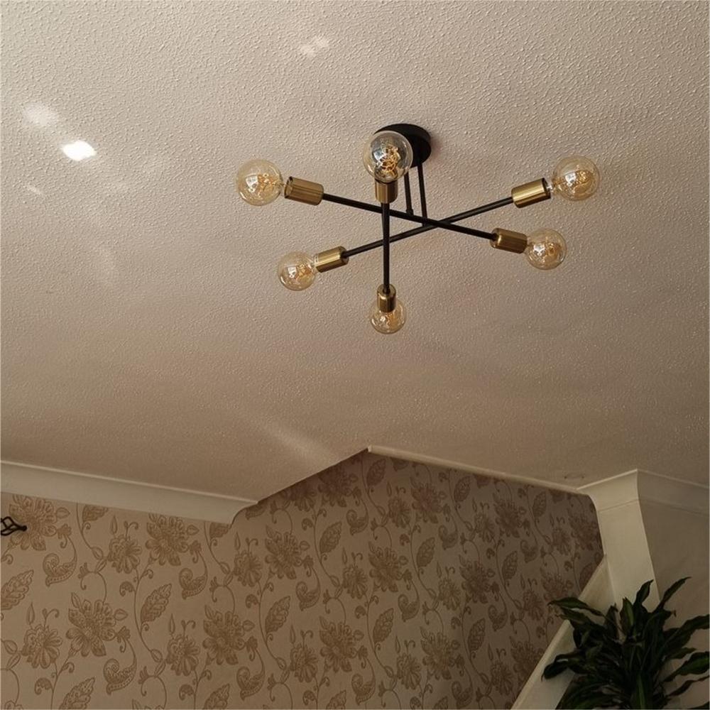 Ceiling Light Brass 60.0 cm Semi-Flush Low Ceiling 6-Point Indoor Lighting Fixture | Thomler