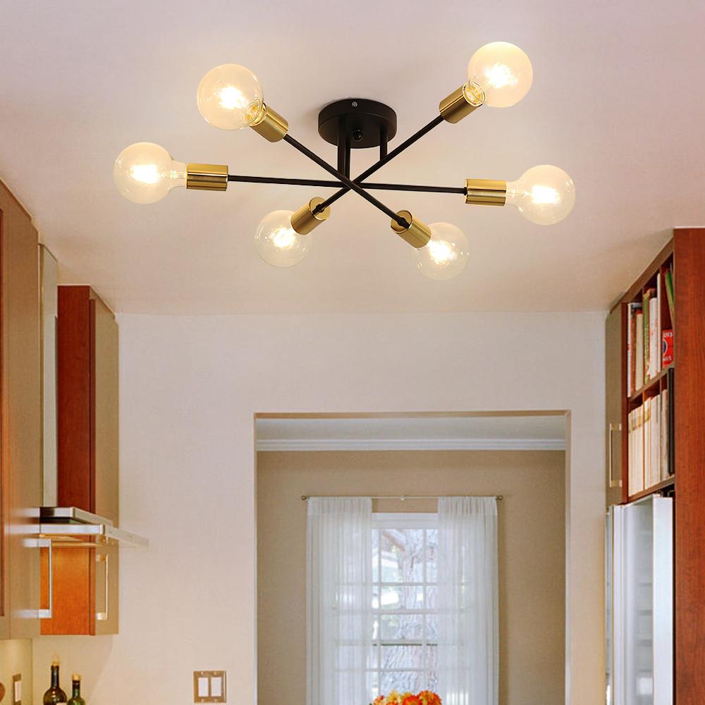 Ceiling Light Brass 60.0 cm Semi-Flush Low Ceiling 6-Point Indoor Lighting Fixture | Thomler
