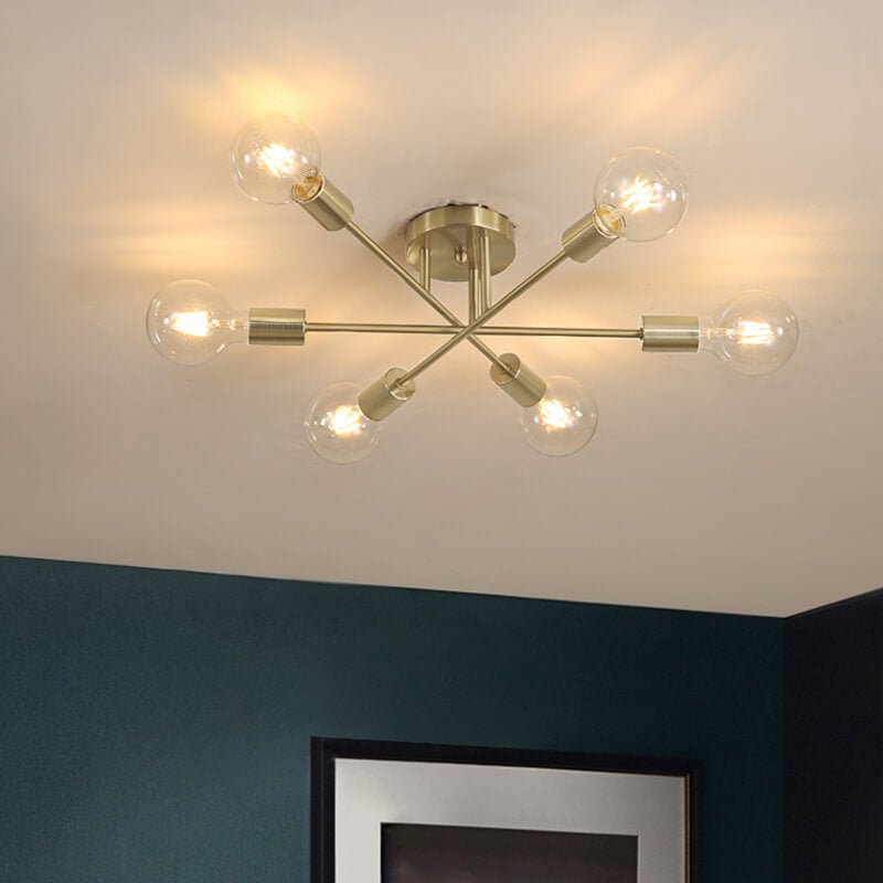Ceiling Light Brass 60.0 cm Semi-Flush Low Ceiling 6-Point Indoor Lighting Fixture | Thomler