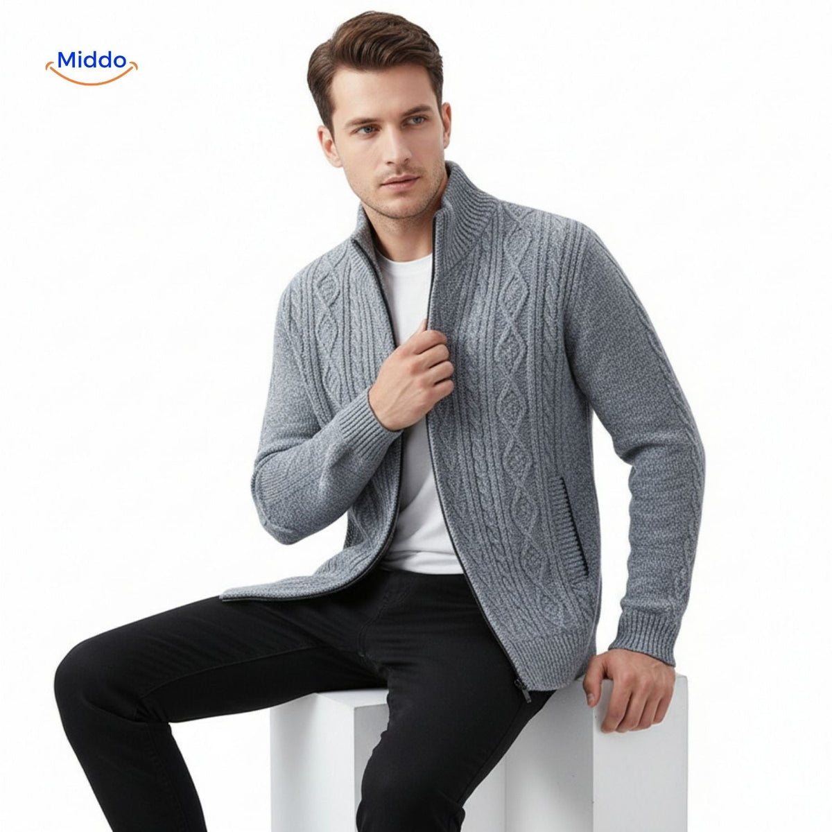 Insulated Zip-Front Sweater Vest for Men – Fleece-Lined, Structured Fit, Ribbed Trim – Casual Layer for Fall & Winter | Thomler