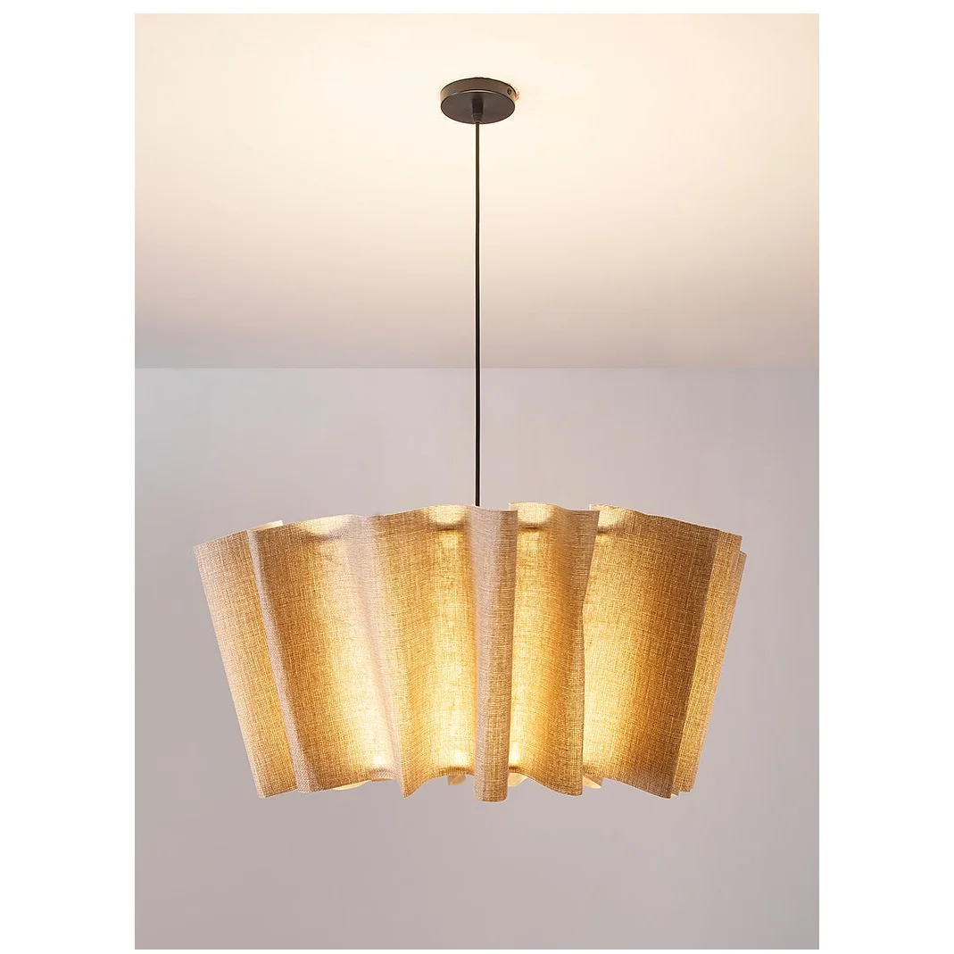 Pendant Light Fabric Shade 15.7 in Hanging Living Room Minimalist Modern Ceiling Lighting Japandi Style E27 Fixture | Thomler