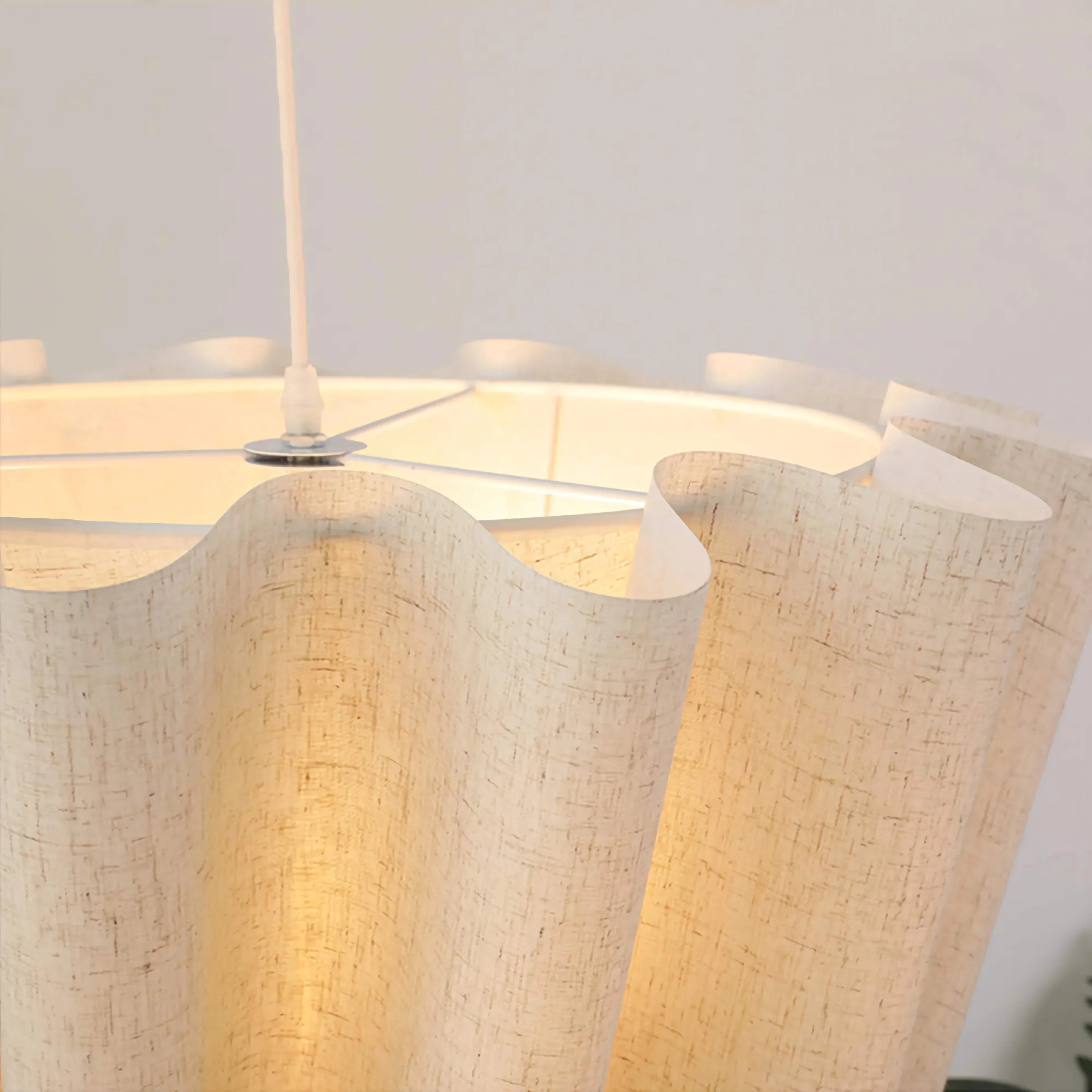 Pendant Light Fabric Shade 15.7 in Hanging Living Room Minimalist Modern Ceiling Lighting Japandi Style E27 Fixture | Thomler