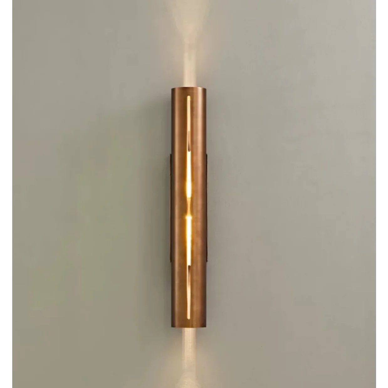 Wall Lamp Copper Cylinder 13.8 in Vertical Warm White Indoor Hallway Bedroom Contemporary Sconce Lighting Fixture | Thomler