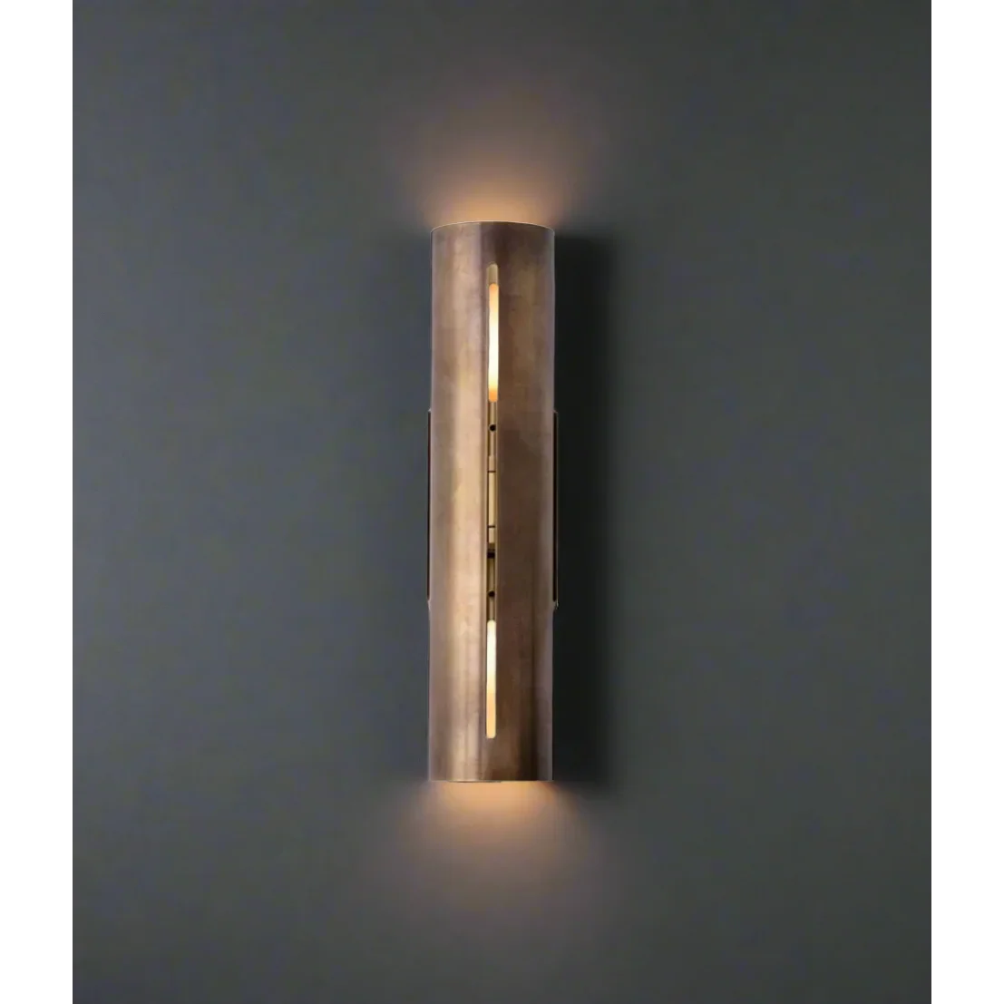 Wall Lamp Copper Cylinder 13.8 in Vertical Warm White Indoor Hallway Bedroom Contemporary Sconce Lighting Fixture | Thomler
