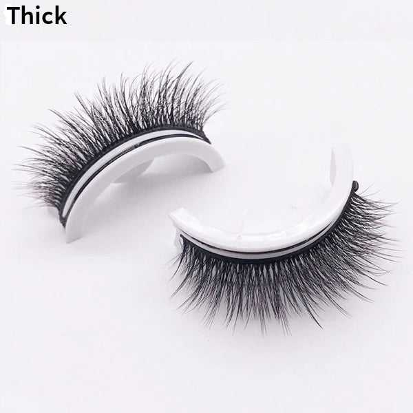 Self-Adhesive False Eyelashes No Glue Heat-Activated Reusable Lash Strips Natural Volume Long Styles Easy Apply 3-Second Hold Washable | Thomler