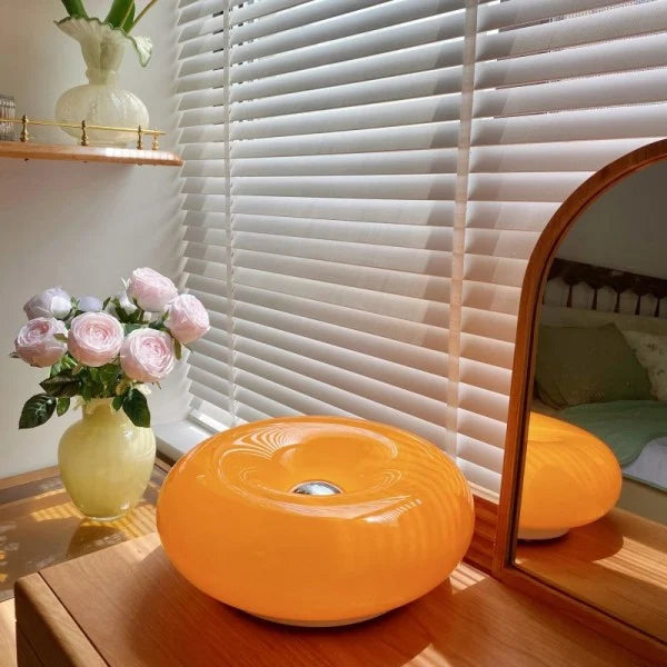 Wall Lamp Glass 9.8 in Donut Shape Orange Modern Interiors Touch Activated LED Ambient Lighting | Thomler