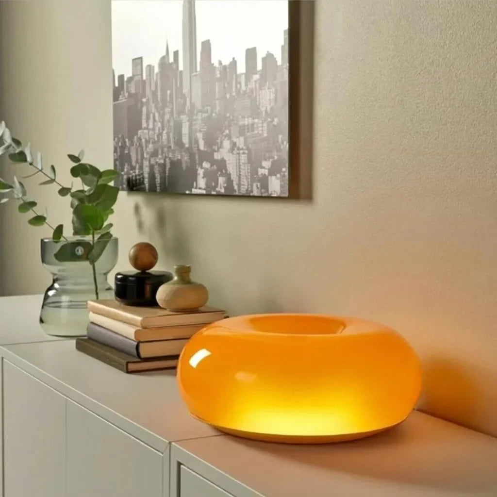 Wall Lamp Glass 9.8 in Donut Shape Orange Modern Interiors Touch Activated LED Ambient Lighting | Thomler