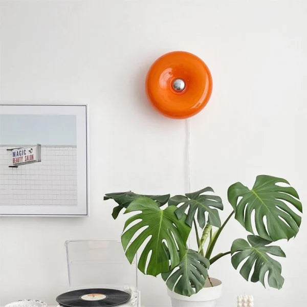 Wall Lamp Glass 9.8 in Donut Shape Orange Modern Interiors Touch Activated LED Ambient Lighting | Thomler