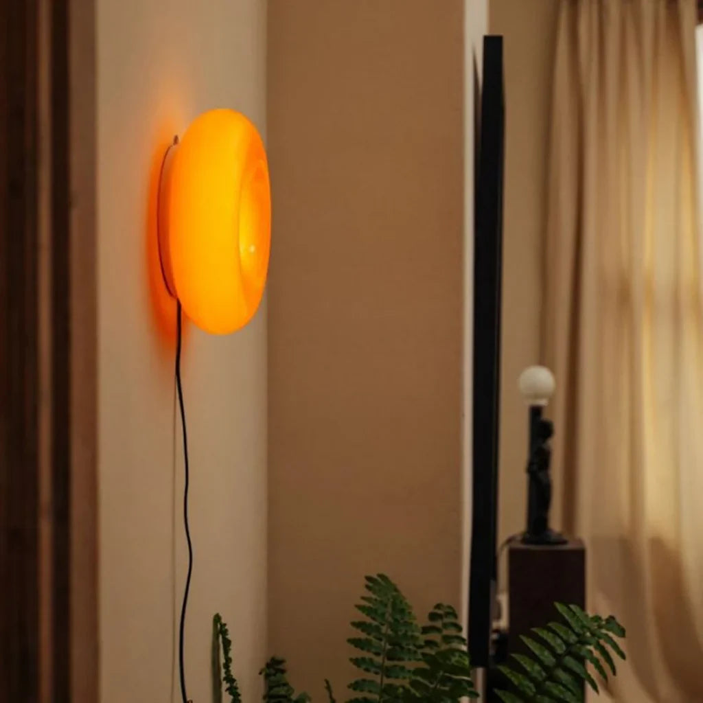 Wall Lamp Glass 9.8 in Donut Shape Orange Modern Interiors Touch Activated LED Ambient Lighting | Thomler