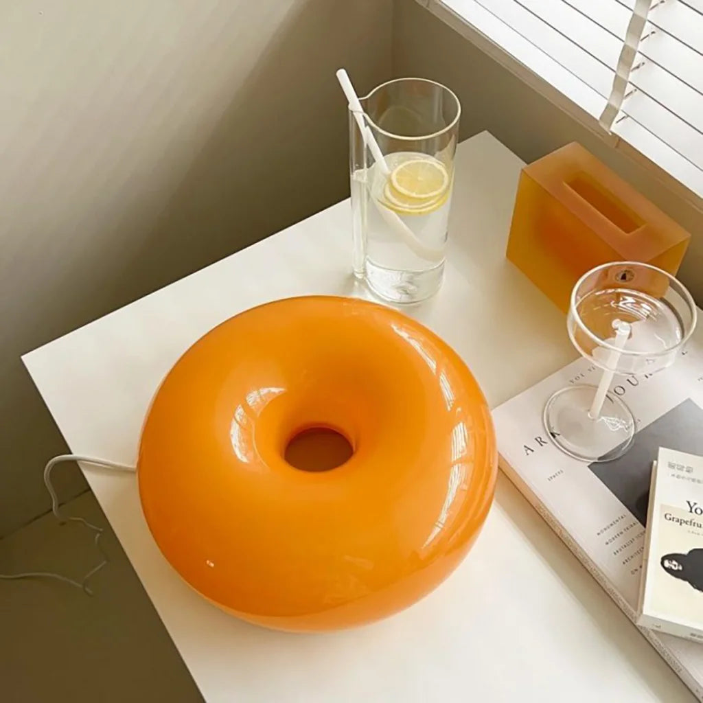Wall Lamp Glass 9.8 in Donut Shape Orange Modern Interiors Touch Activated LED Ambient Lighting | Thomler