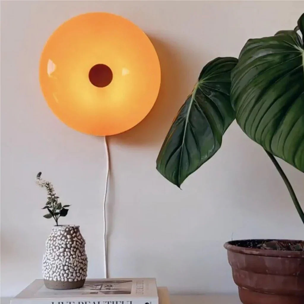 Wall Lamp Glass 9.8 in Donut Shape Orange Modern Interiors Touch Activated LED Ambient Lighting | Thomler