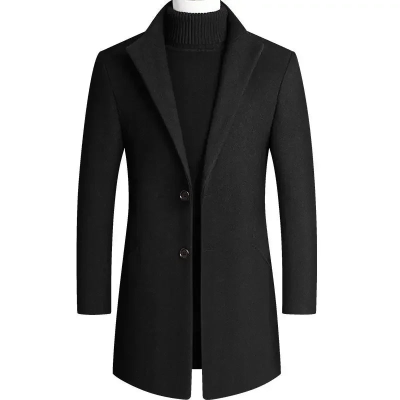 Men's Notch Collar Tailored Overcoat in Soft Blended Wool for Fall & Winter | Thomler