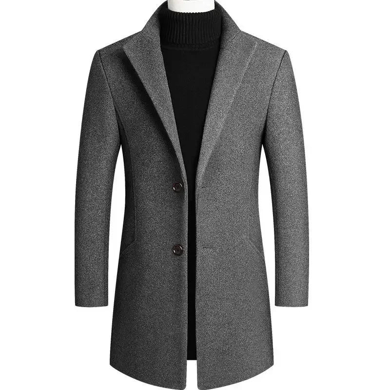 Men's Notch Collar Tailored Overcoat in Soft Blended Wool for Fall & Winter | Thomler