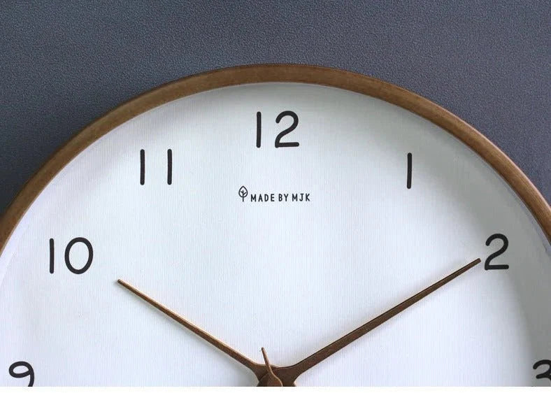 Natural Wood Round Analog Wall Clock – Silent Sweep Movement – Modern Minimalist Timepiece for Living Room, Bedroom, Kitchen, Office – 10 | Thomler