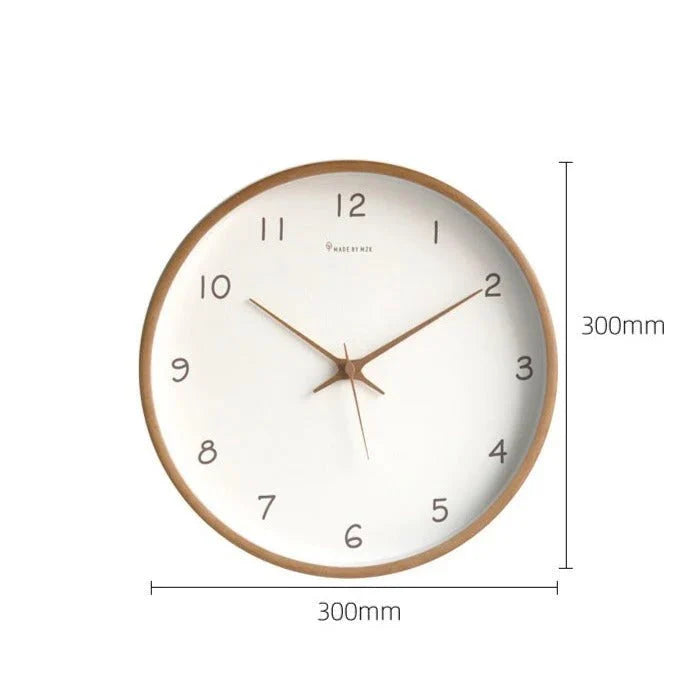 Natural Wood Round Analog Wall Clock – Silent Sweep Movement – Modern Minimalist Timepiece for Living Room, Bedroom, Kitchen, Office – 10 | Thomler