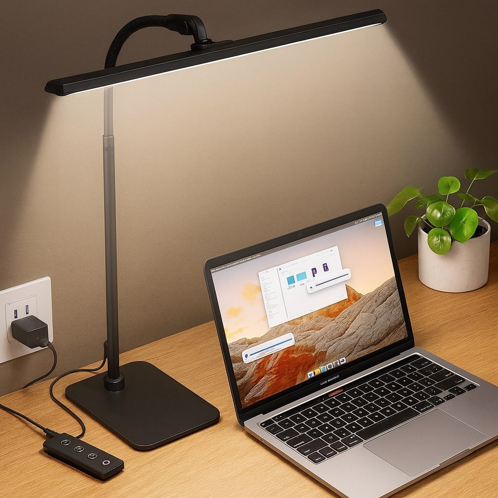 Adjustable Task Light with 5 Brightness Settings – Gooseneck Arm for Home Office & Bedside | Thomler