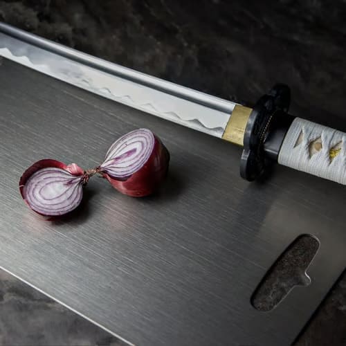 Metal Prep Surface with Antimicrobial Coating for Kitchen – Knife-Safe, Non-Porous & Stain-Proof Chopping Block | Thomler
