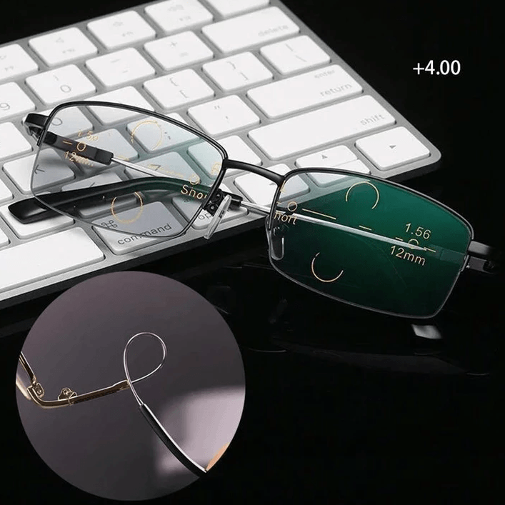 Lightweight Titanium Progressive Reading Glasses for Near & Far Vision — Multi-Focus Anti-Blue Light Eyewear for Men & Women, Everyday | Thomler