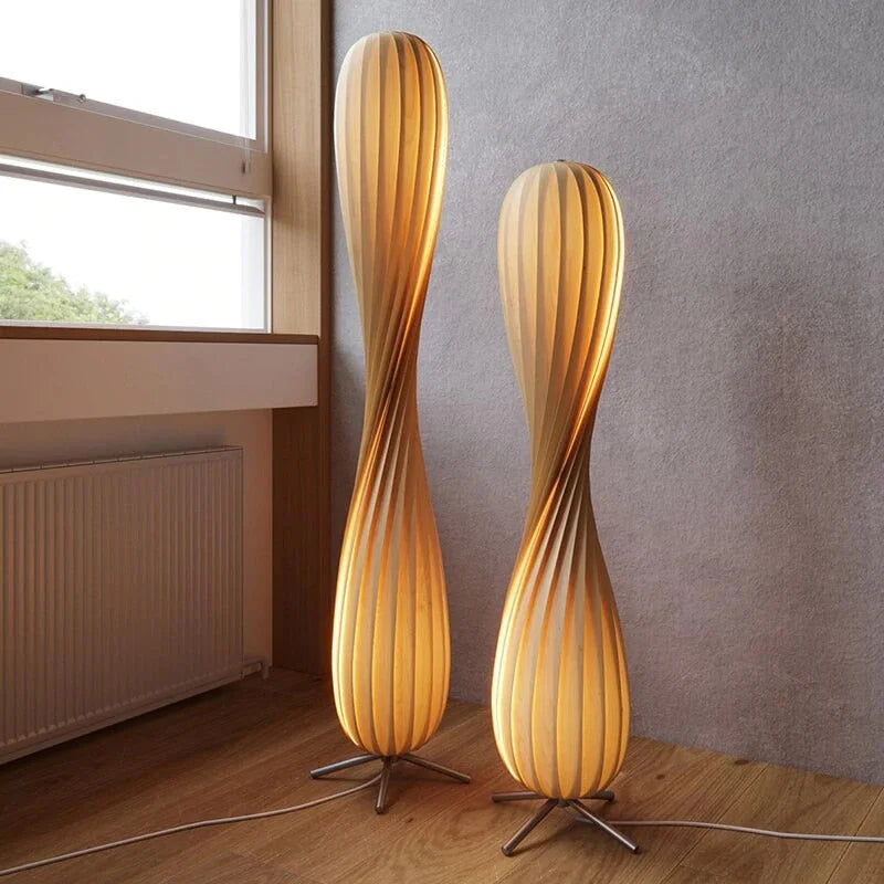 Floor Lamp Birch Wood 47.2 in Natural Living Room Bedroom LED Modern Sculptural Lighting | Thomler