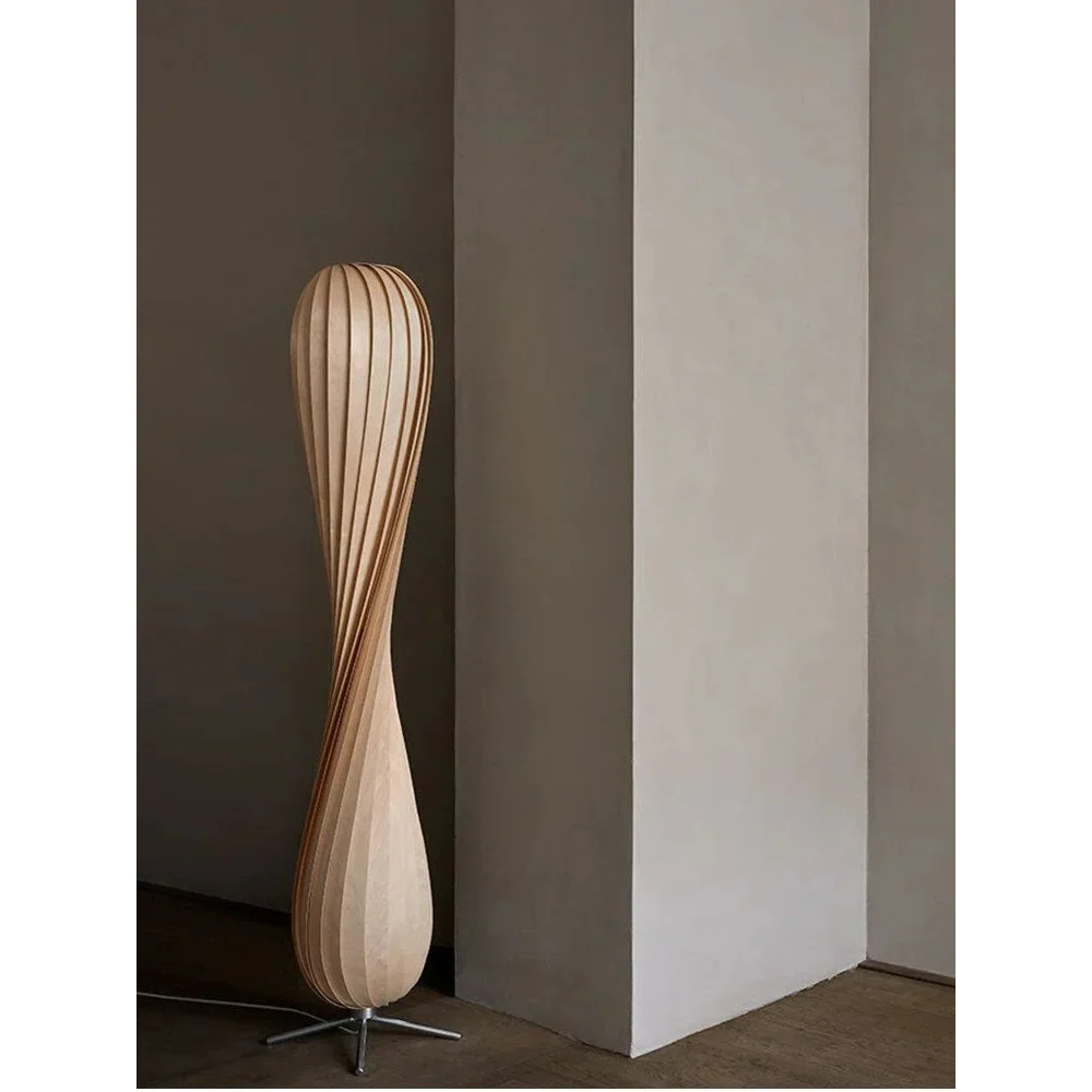 Floor Lamp Birch Wood 47.2 in Natural Living Room Bedroom LED Modern Sculptural Lighting | Thomler