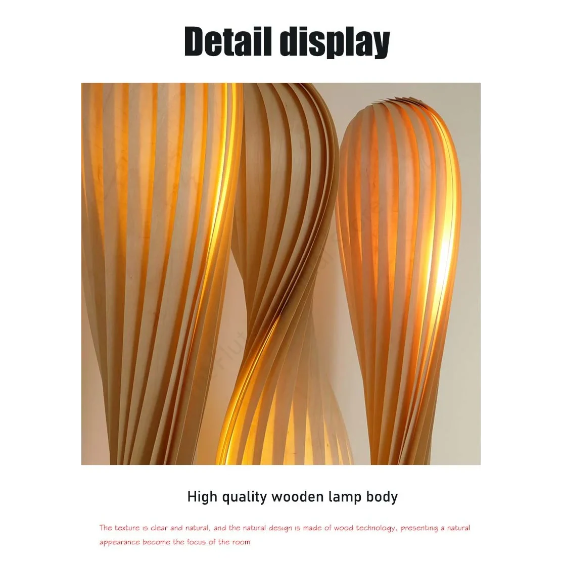 Floor Lamp Birch Wood 47.2 in Natural Living Room Bedroom LED Modern Sculptural Lighting | Thomler