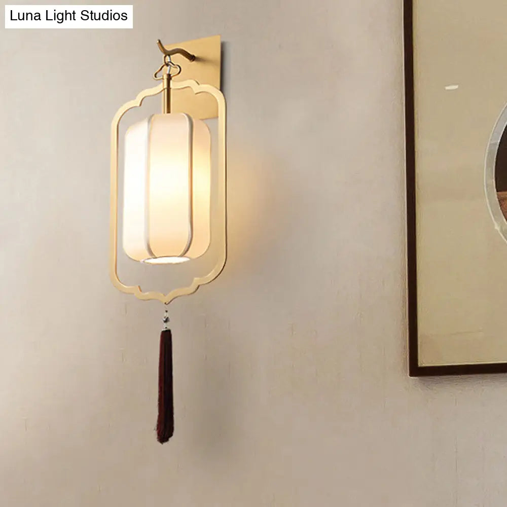 Vintage Gold Wall Sconce with Lantern Shade for Bedroom & Hallway | Classic Decorative Candelabra Hardwired Fixture | 33.5 in Tall Accent | Thomler