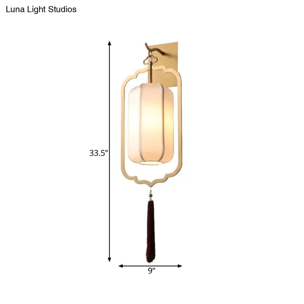 Vintage Gold Wall Sconce with Lantern Shade for Bedroom & Hallway | Classic Decorative Candelabra Hardwired Fixture | 33.5 in Tall Accent | Thomler
