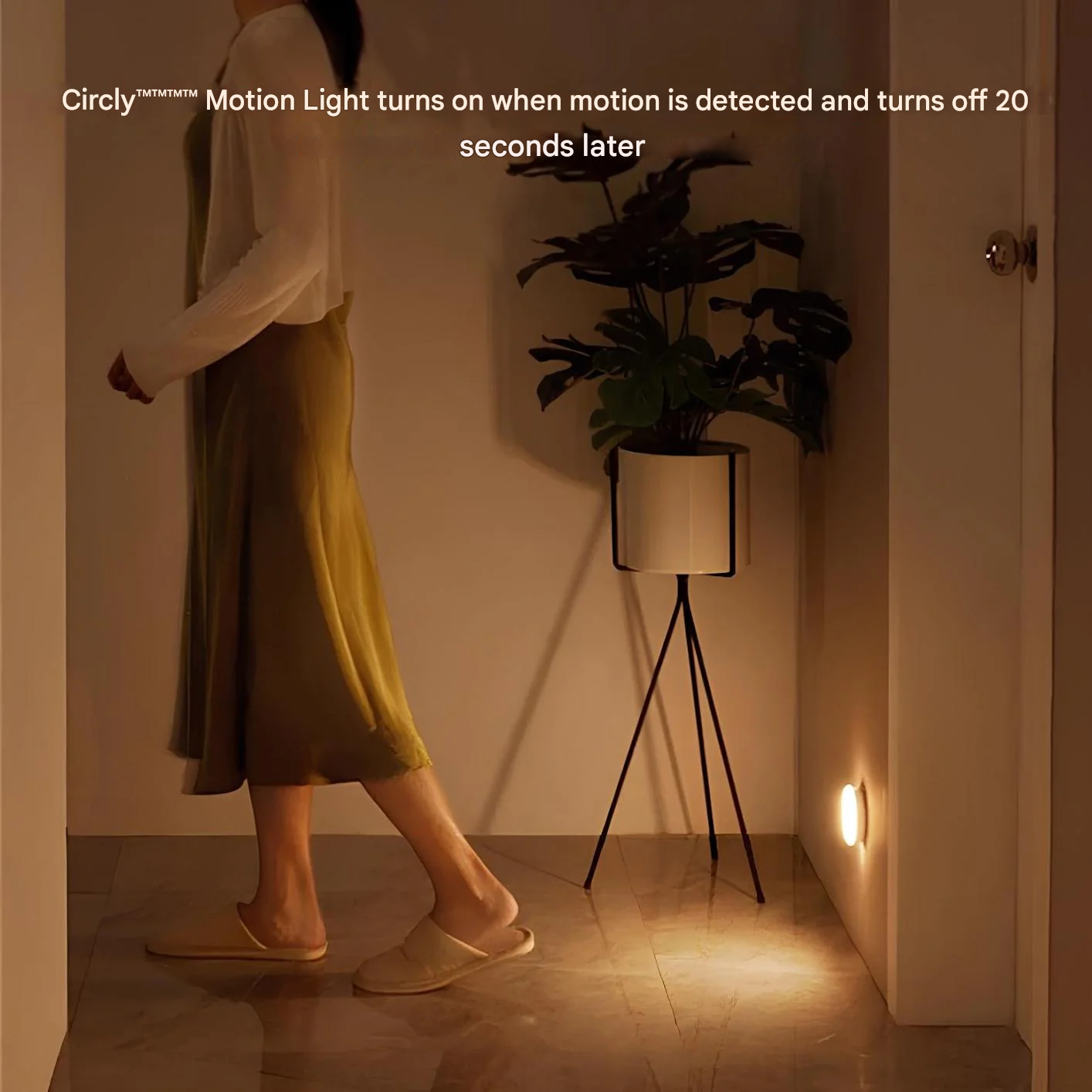 Motion Sensor Lamp ABS Plastic 8.0 cm Wireless Hallway Bedroom Night Light USB Rechargeable Automatic Wall Light | Thomler