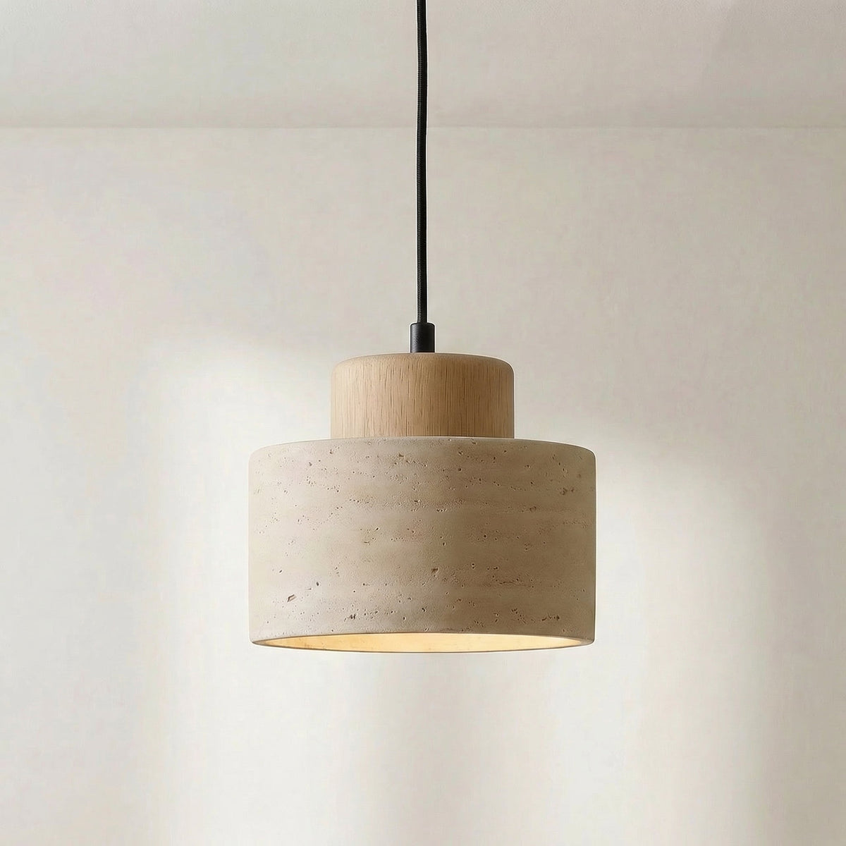 Travertine Stone Pendant Light – Adjustable Wabi-Sabi Ceiling Fixture for Kitchen Island, Dining Room & Living Room – Warm LED Lighting | Thomler