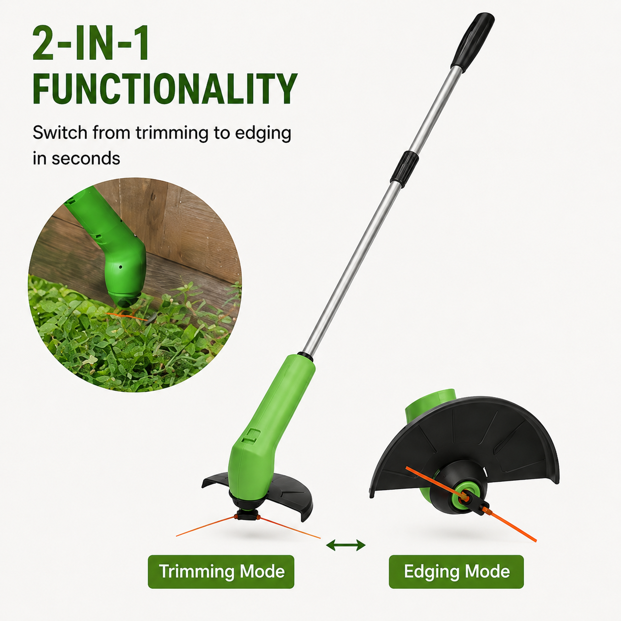 Battery-Powered Handheld Lawn Edger Compact Garden Tool for Trimming Grass Edges Pathways Borders Adjustable Lightweight Yard Maintenance | Thomler