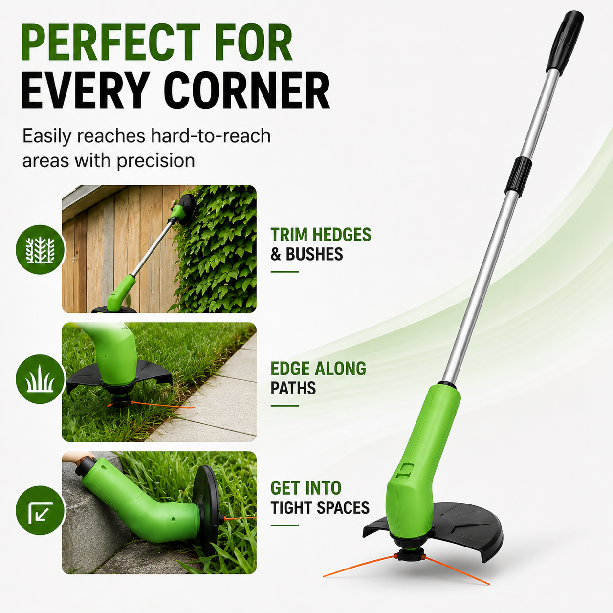 Battery-Powered Handheld Lawn Edger Compact Garden Tool for Trimming Grass Edges Pathways Borders Adjustable Lightweight Yard Maintenance | Thomler