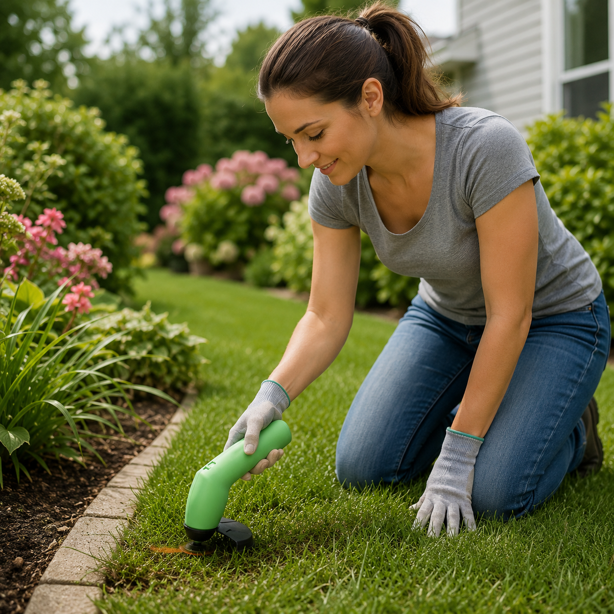 Battery-Powered Handheld Lawn Edger Compact Garden Tool for Trimming Grass Edges Pathways Borders Adjustable Lightweight Yard Maintenance | Thomler