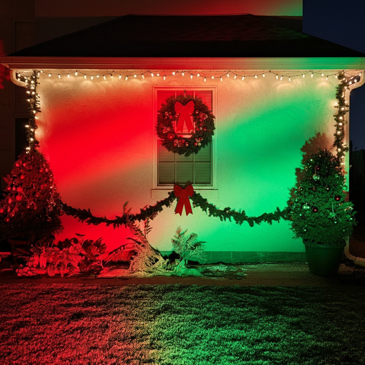 Outdoor Spotlight Cast Aluminium 50W RGB Black Garden Facade Landscape Colour Changing Flood Light With Remote Control IP65 | Thomler