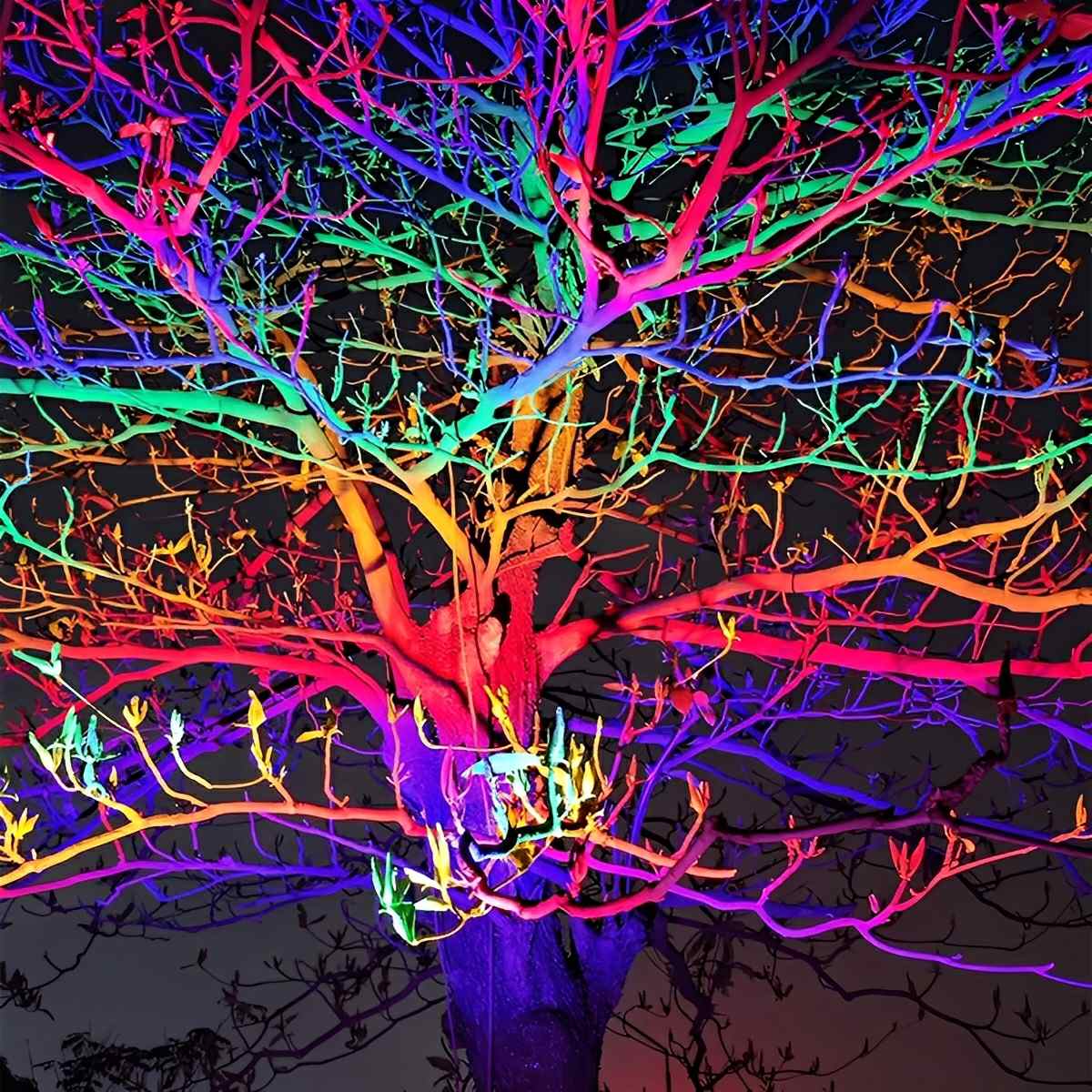 Outdoor Spotlight Cast Aluminium 50W RGB Black Garden Facade Landscape Colour Changing Flood Light With Remote Control IP65 | Thomler