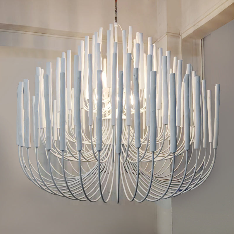 Chandelier Metal 20 in Ivory Modern Dining Room Ceiling Light Decorative Fixture | Thomler