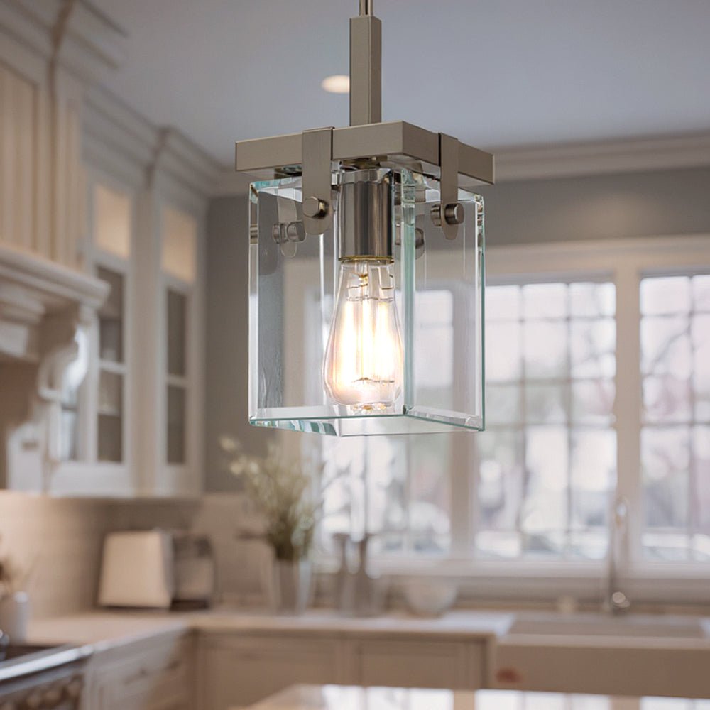 Hanglamp Cube Glas Nikkel 30cm Modern Industrieel E26 | Sansoti