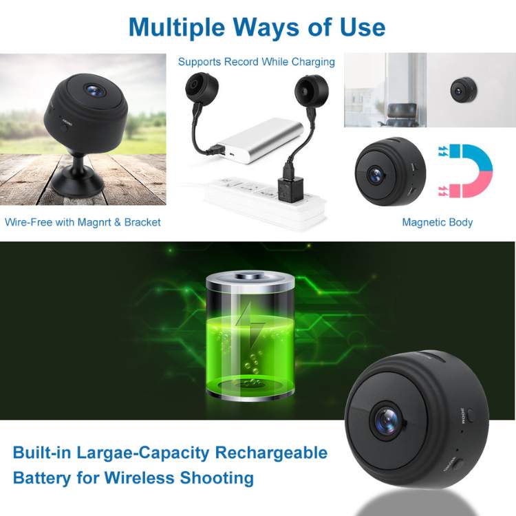 Magnetic Mini Surveillance Camera HD 1080p Wide Angle Night Vision Home Security Monitor | Thomler