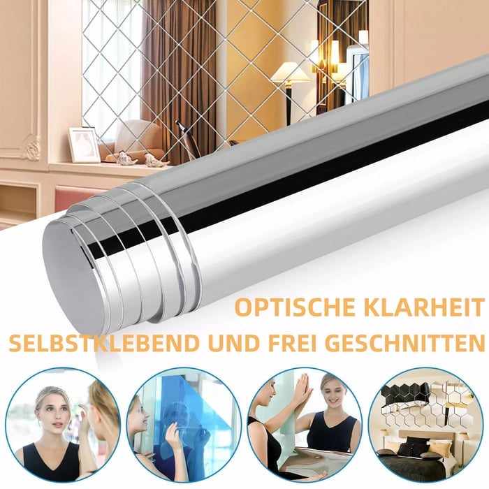 Self-Adhesive Reflective Sheet Safe Shatterproof Mirror Film for Home Kids Rooms Gym Decor | Thomler