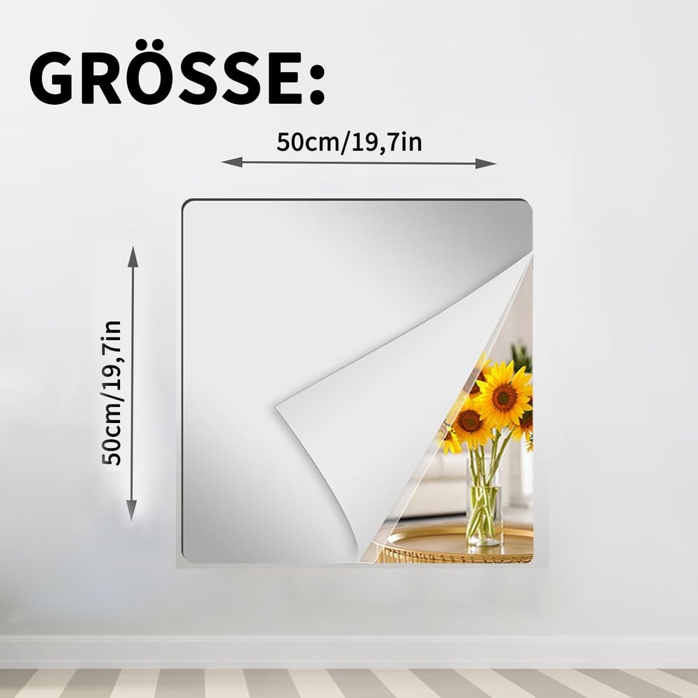 Self-Adhesive Reflective Sheet Safe Shatterproof Mirror Film for Home Kids Rooms Gym Decor | Thomler