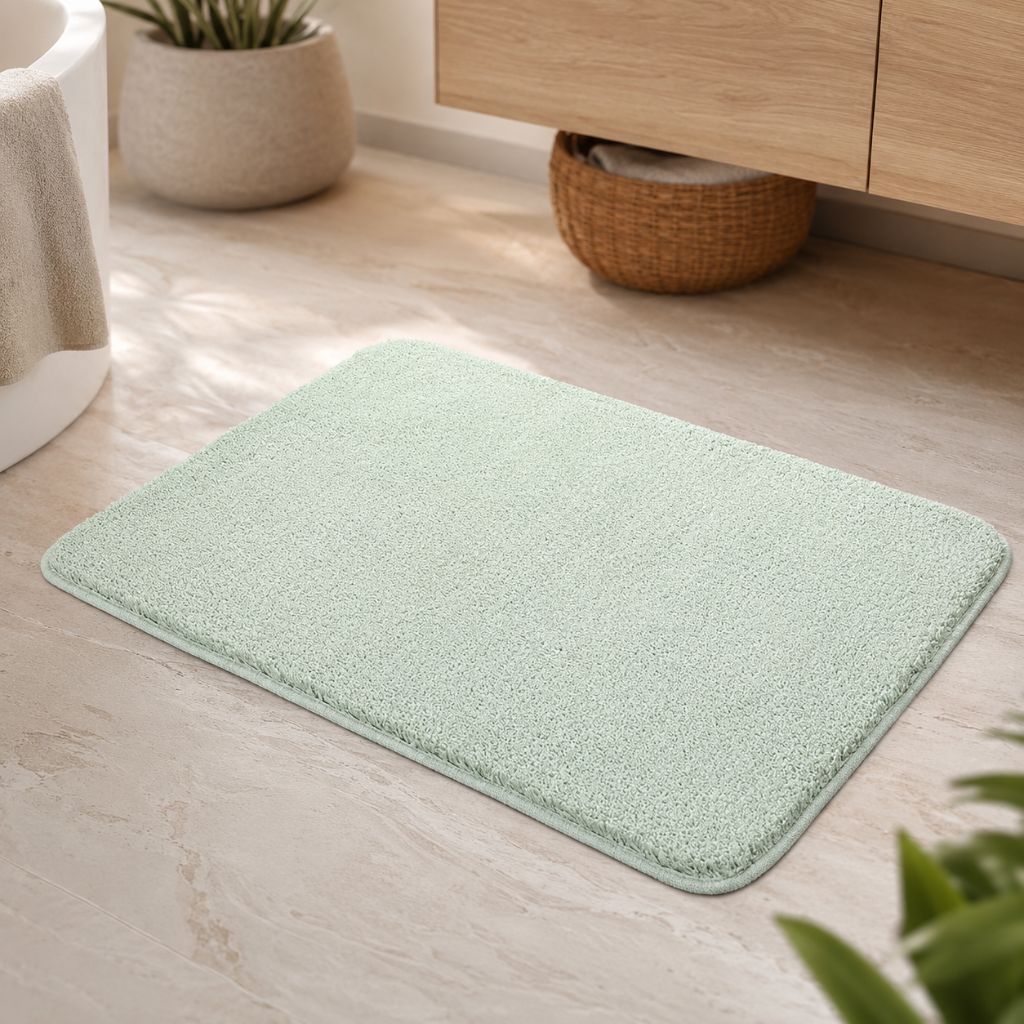 Plush Microfiber Bathroom Mat Non-Slip Fast-Dry Water Absorbent Rug for Shower Tub Kids Pets 8 Colors 5 Sizes Machine Washable | Thomler