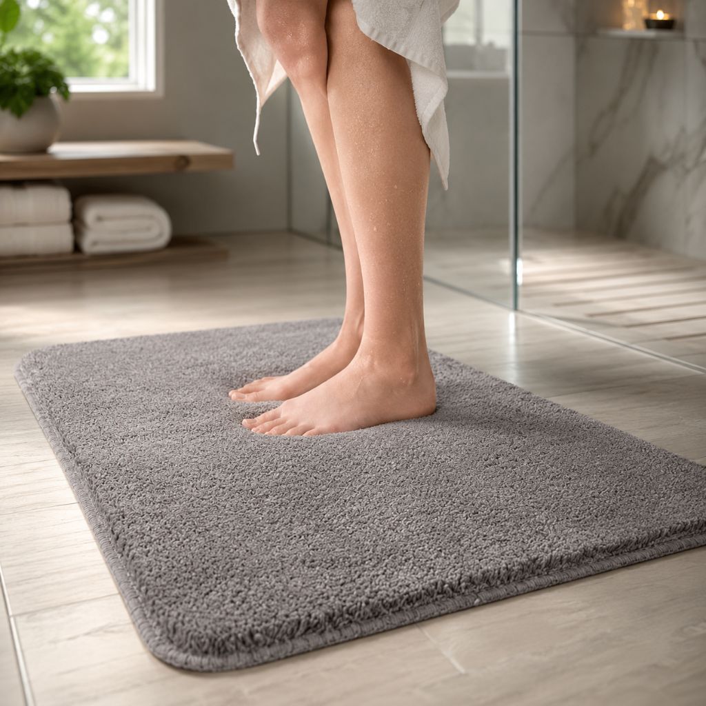 Plush Microfiber Bathroom Mat Non-Slip Fast-Dry Water Absorbent Rug for Shower Tub Kids Pets 8 Colors 5 Sizes Machine Washable | Thomler